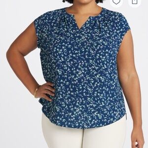 41 HAWTHORN Morey Split Neck Short Sleeve Blouse